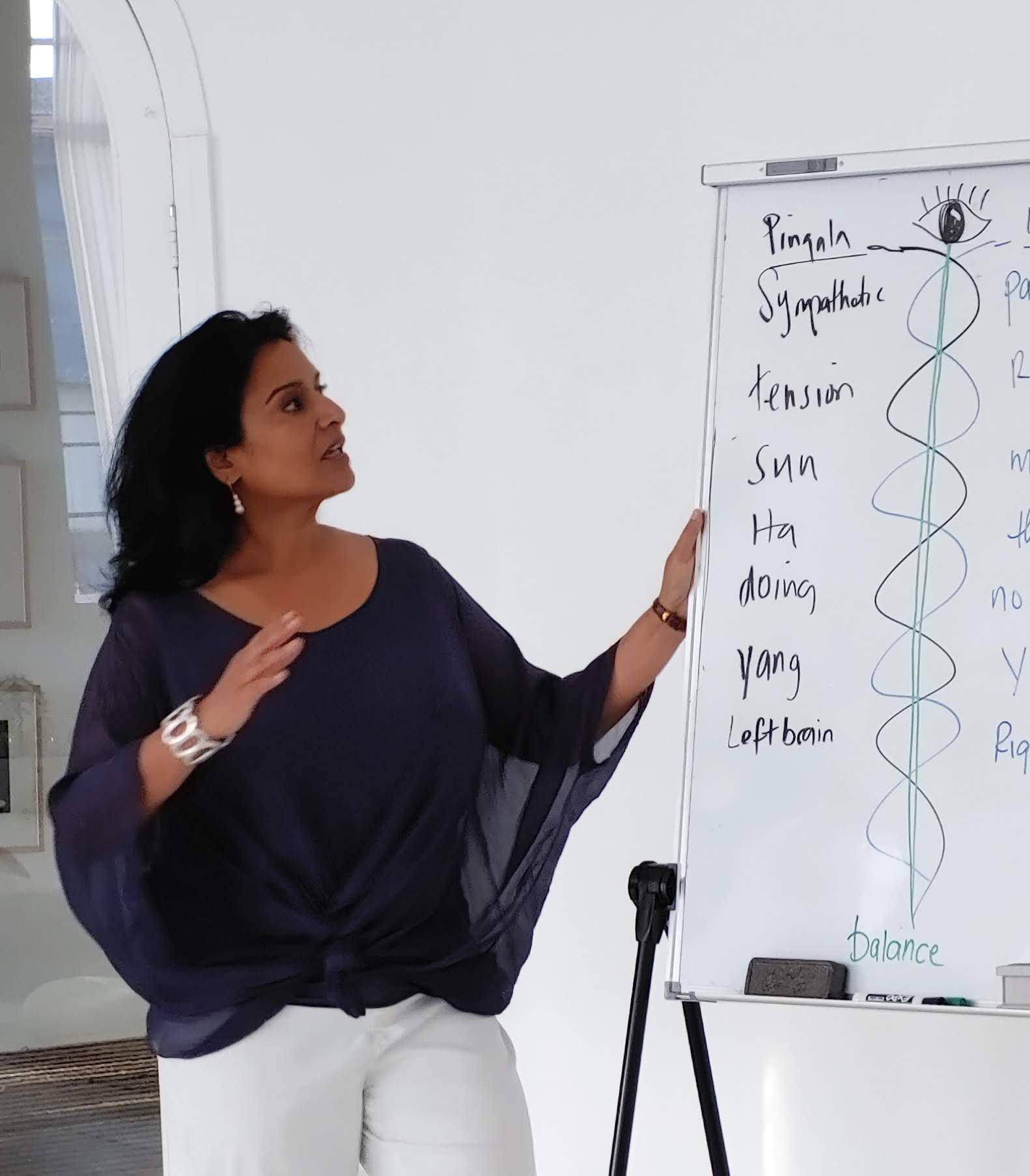 Kamini Desai teaching yogic philosophy during Yoga therapy training