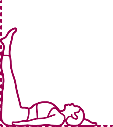 Line drawing of a woman in Legs Up the Wall pose.