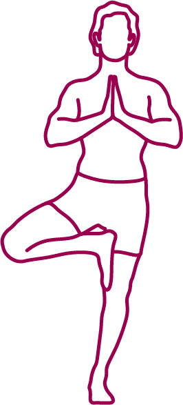 Line drawing of man in Tree Pose
